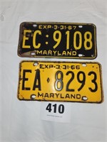 '66 & 67 Maryland Retired Tags