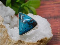 STERLING SILVER CHRYSOCOLLA RING SIZE 7.5 ROCK STO