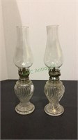 Oil lamps - two smaller oil lamps with hurricanes