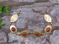 GOLDSTONE LINK BRACELET ROCK STONE LAPIDARY SPECIM