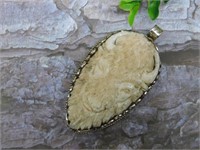 CARVED BONE BISON PENDANT ROCK STONE LAPIDARY SPEC