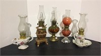 Oil lamps - vintage smaller oil lamps and a