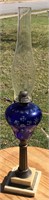 Marble Base Kerosene Cobalt Blue Lamp