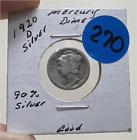 1920-D Silver Mercury Dime Good