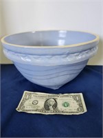 Blue Pottery Mixing Bowl, 10" D