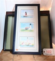 Three paintings, 2 of lighthouses and one of