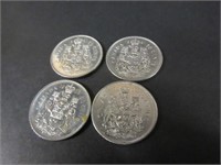 4 OLD 50 CENT CANADA COINS