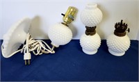 Hobnail milk glass lamps