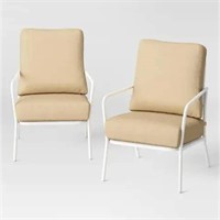 2pk Metal Mesh Patio Club Chairs - White/Sandstorm