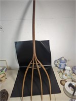 Four prong wooden hay fork