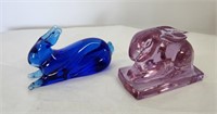 Glass Rabbit Figures (2)