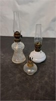 3 mini oil lamps vintage