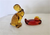 Glass Duck Figures, No maker's mark
