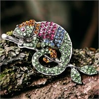 Fashionable Multi Color Chameleon Brooch Pin