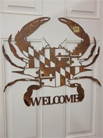 Metal Maryland Welcome Crab Decor,