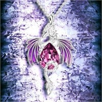 Dragon Pendant Necklace Amethyst Color Teardrop