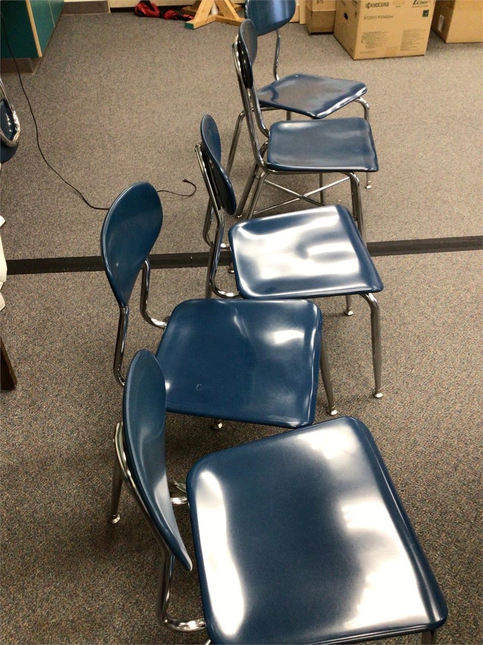 5 Student Blue School Chairs