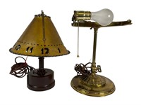 Antique Student Lamp & Clock Lamp
