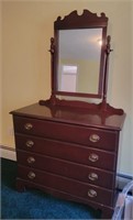 Four Drawer Wooden Dresser with Mirror