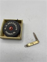 Small measuring tape, and mini pocket knife