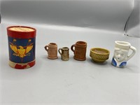Mini mugs, candle, matches