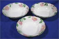 3 Franciscan Desert Rose Bowls - 8" & 9" round