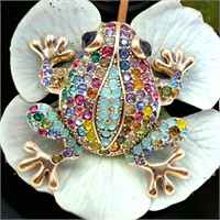 Vivid Betsy Johnson Style Frog/Toad Brooch Pin