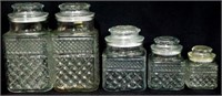 5 Wexford glass canisters