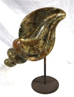 Sea Shell Statue and Metal Stand 15" x 14"