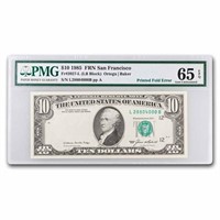 1985 Ten Dollar Frn Cu-65 Epq Pmgprinted F Err