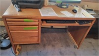Particleboard Desk and Wooden Chair