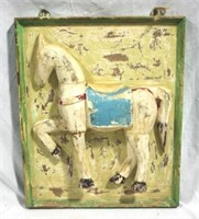 Wood Carved Horse Wall Hanging - 15 x 18