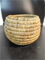 Native American coiled stitch basket