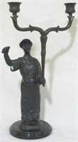 Figural woman statue w/ candle, 14.5