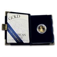 1999-w 1/4oz Proof American Gold Eagle W/box & Coa