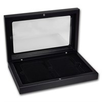 Two Slab Glass-top Wooden Storage Box (black)