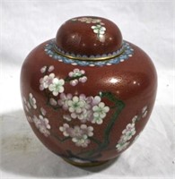 Oriental Cloisonne Ginger Jar - 7" tall