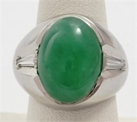 Man's jadeite, diamond & platinum ring