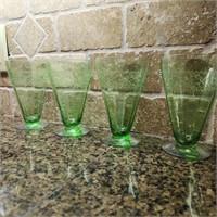 4 Depression Green Sundae Glasses