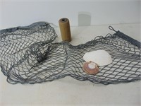 Automotive Net with Wood Buoy & sea shells -