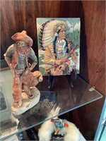 Cowboy figure/Indian tile with stand