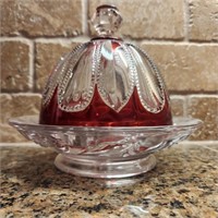 Vintage Cranberry Butter Dish