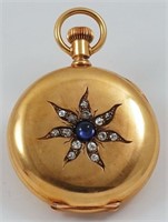 Waltham, pendant watch, 18K HC w/star sapphire