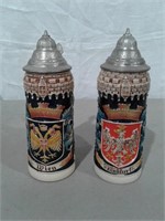 (2) West Germany Steins (9-1/2" Tall)