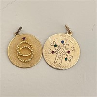 Pair of Gold Colored Charms in Mesh Bag MBC
