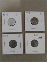 (4) 1943 Steel War Pennies