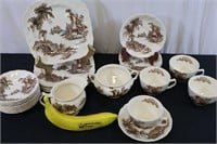 20 Pcs. Johnson Bros."Old Mill" Transferware China