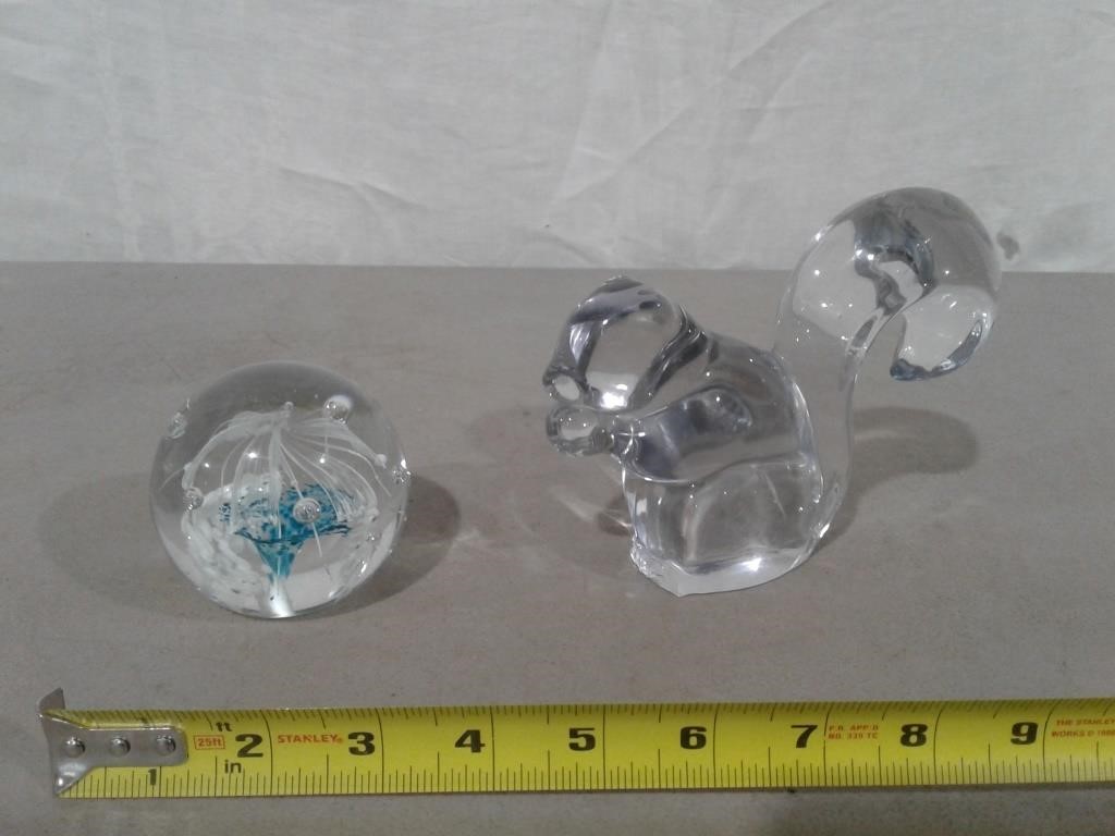 Glass Squirrel & Paperweight