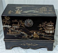 Japanese Inspired Decorative Black Laquored Box
