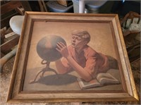 Vintage Boy and Globe Print